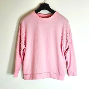 JM Collection Pink Pearl Accented Sweatshirt
